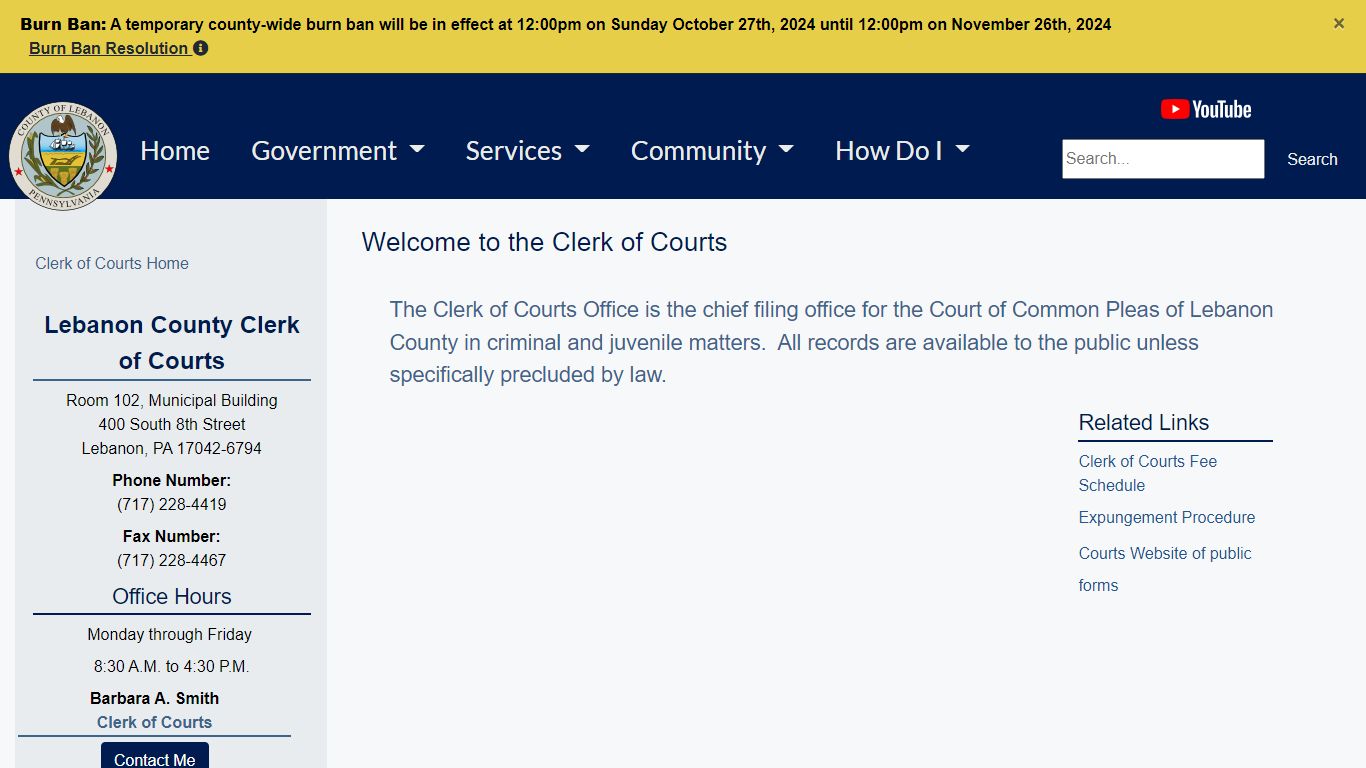 Welcome to the Clerk of Courts - Lebanon County, Pennsylvania