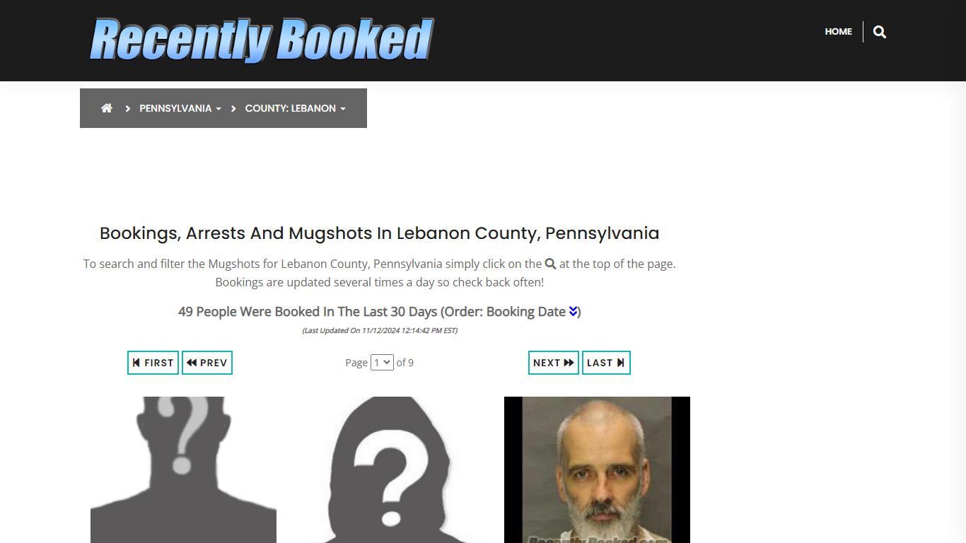 Bookings, Arrests and Mugshots in Lebanon County, Pennsylvania