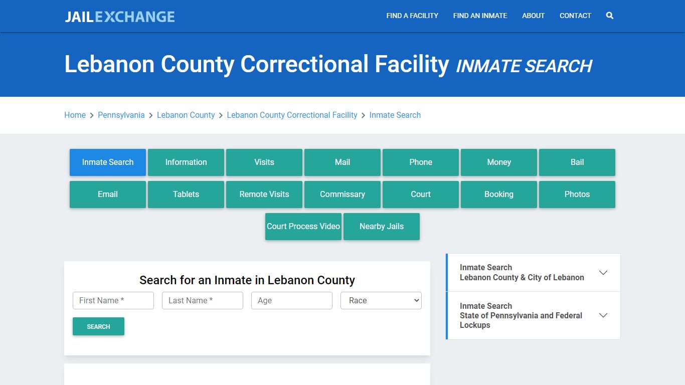 Lebanon County Correctional Facility Inmate Search - Jail Exchange